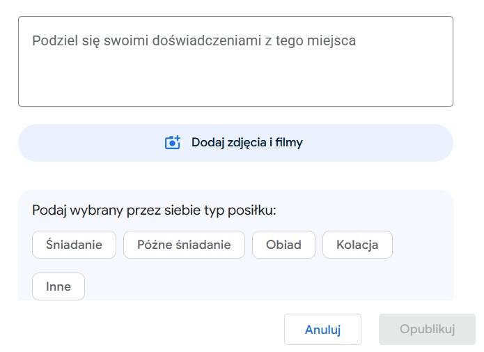 Jak dodać opinię Google dla restauracji? Instrukcja krok po kroku opinie google07